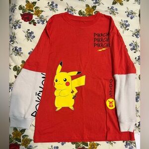 Pikachu Red Kids Long Sleeve Shirt